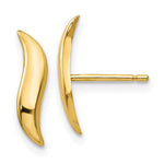 14k Polished 3x Fancy Wave Post Earrings