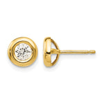 14k Polished Circle Bezel with CZ Post Earrings