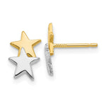 14k with Rhodium Polished Star Post Earrings