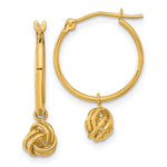 14k Polished Love Knot Dangle Hoops