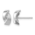14k White Gold Polished and Satin 7x Fancy Overlap Post Earrings