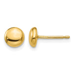 14k Polished Puffed Round Button Post Earrings