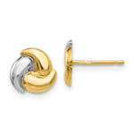 14k and White Rhodium Polished Fancy Trinity Knot Post Earrings
