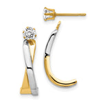 14k & Rhodium J-Hoop with CZ Stud Earring Jackets