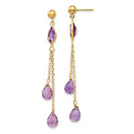 14k Amethyst Post Dangle Earrings