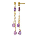 14k Amethyst Chain Post Dangle Earrings
