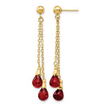 14k 7x Teardrop Garnet Chain Dangle Post Earrings