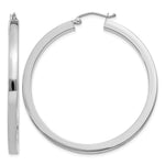 14k White Gold 3x Polished Square Tube Hoop Earrings