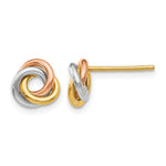 14k Tri-color Twisted Love Knot Post Earrings