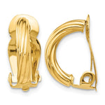 14k 3x Ribbed Half Hoop Omega Back Non-Pierced Earrings