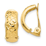 14k 6x Crisscross Half Hoop Omega Back Non-Pierced Earrings
