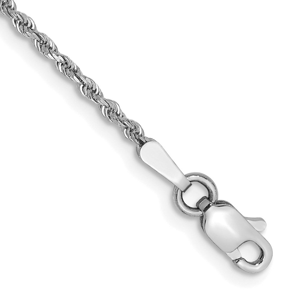 14K White Gold Diamond-cut Rope with Lobster Clasp Anklet