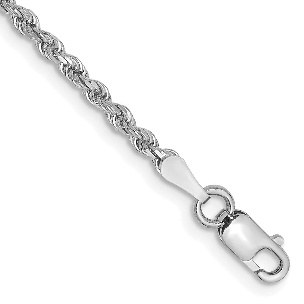 14K White Gold 8 inch 2mm Diamond-cut Rope with Lobster Clasp Chain