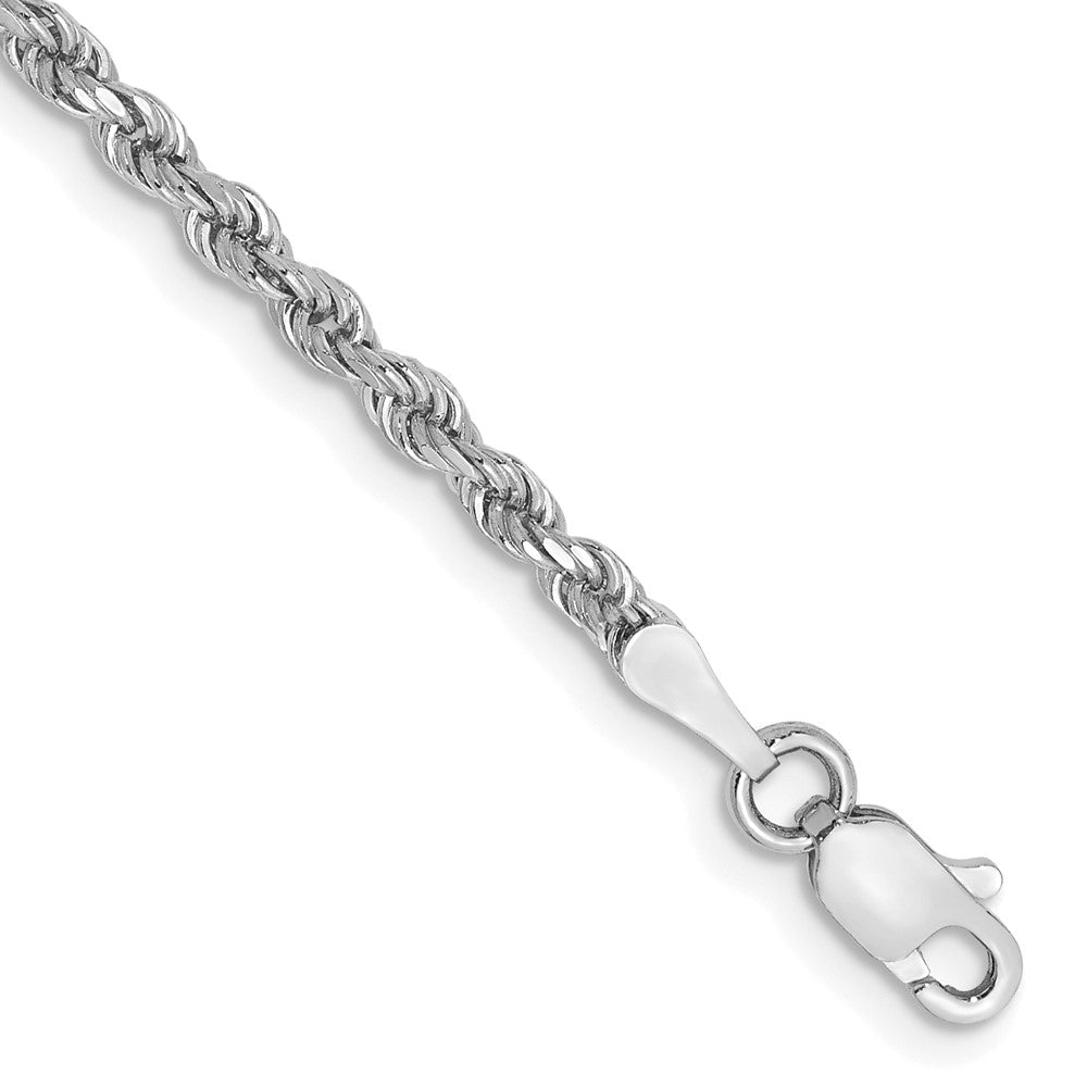 14K White Gold Diamond-cut Rope with Lobster Clasp Chain