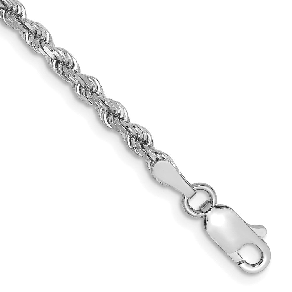 14K White Gold 7 inch 2.75mm Diamond-cut Rope with Lobster Clasp Chain