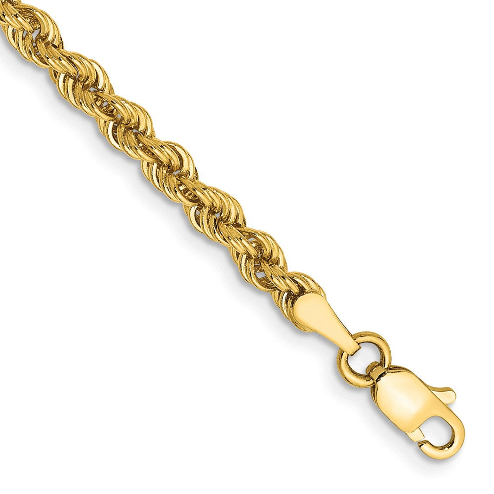 14K 8 inch 3mm Regular Rope with Lobster Clasp Chain