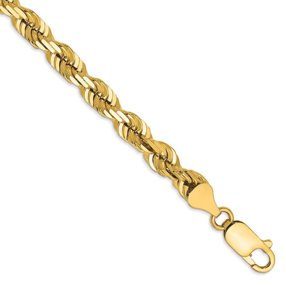 14K 9 inch 5.5mm Diamond-cut Rope with Lobster Clasp Chain