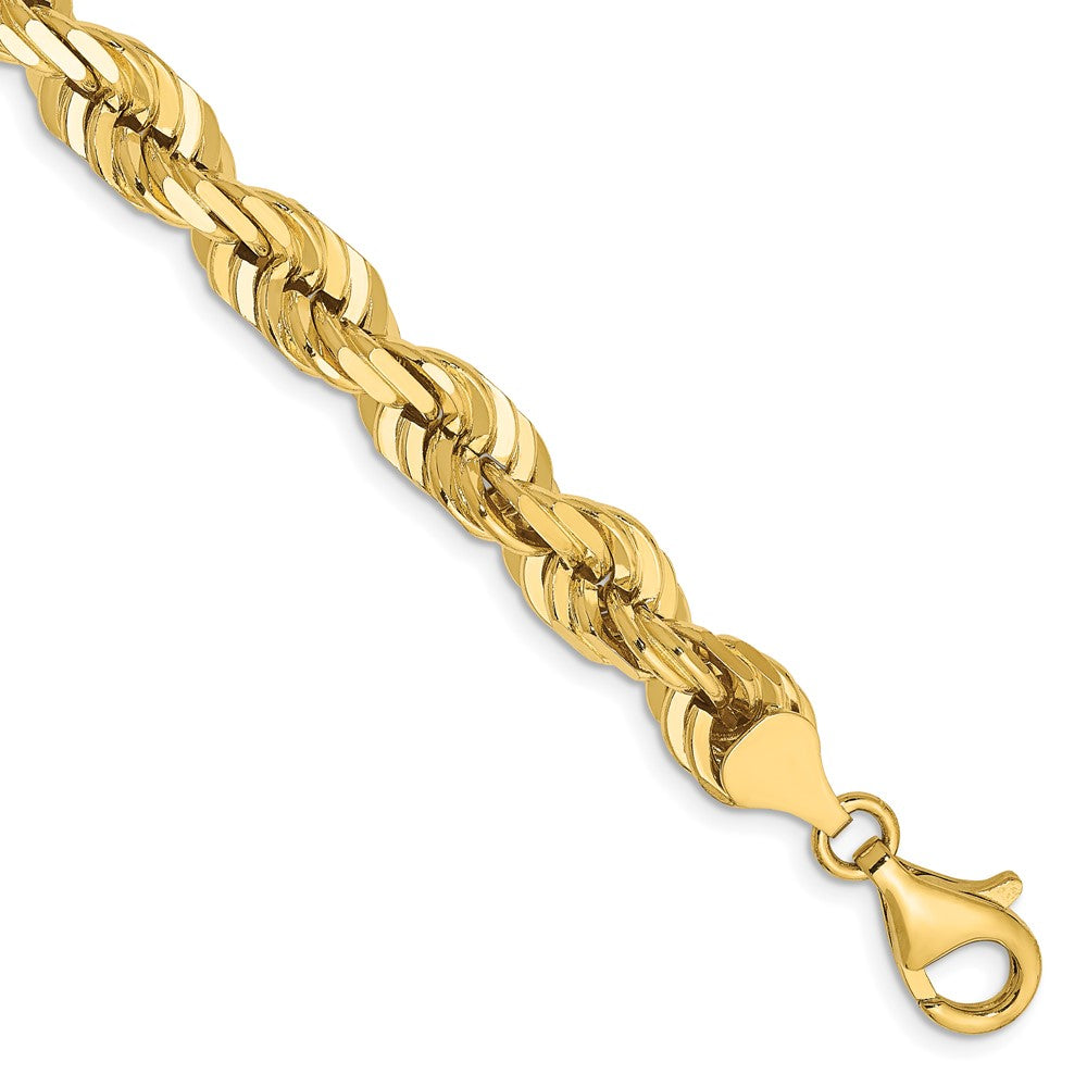 14K 9 inch 7mm Diamond-cut Rope with Fancy Lobster Clasp Chain