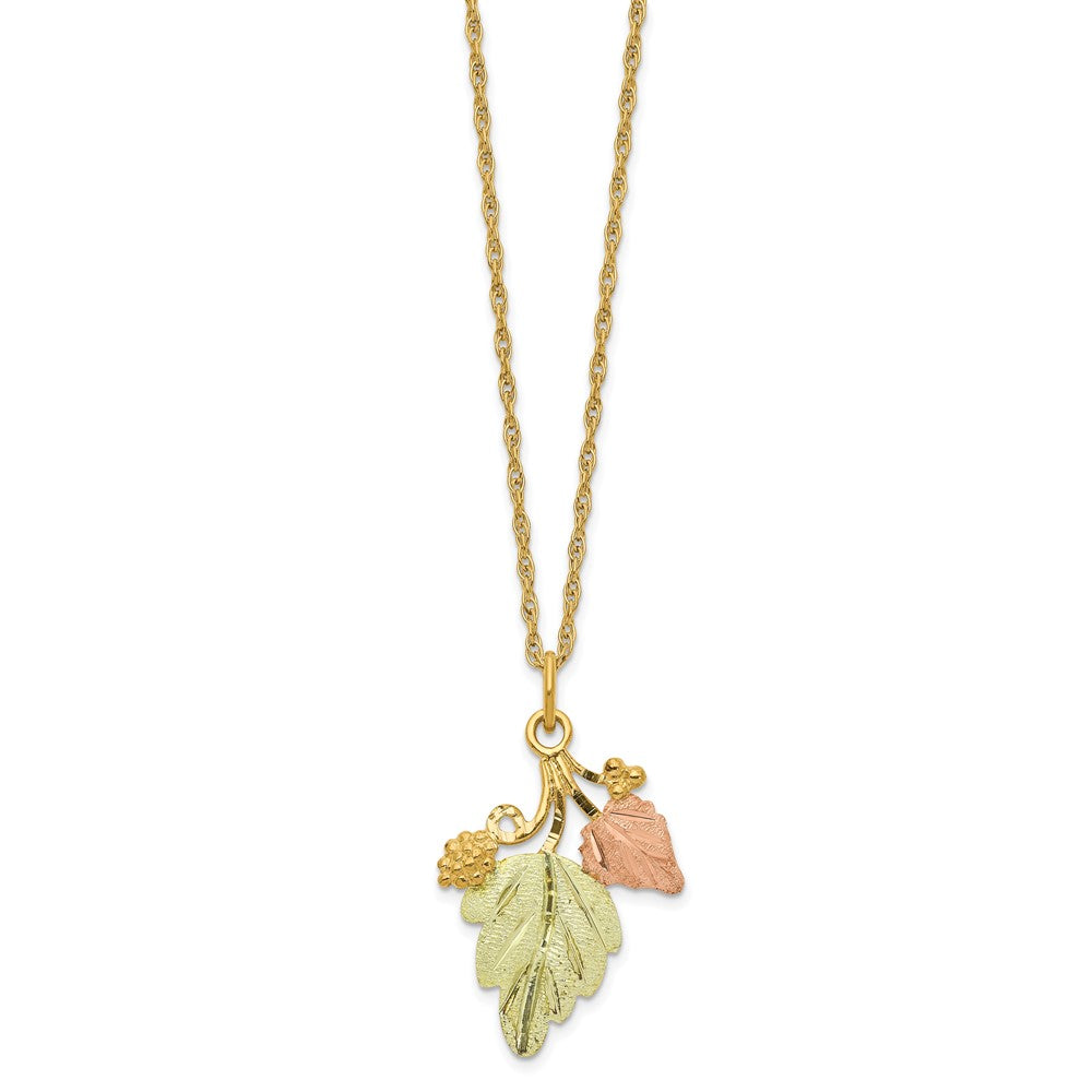 10k and 12k Tri-color Black Hills Gold Grapes and Leaves 14k Gold-filled Chain Necklace