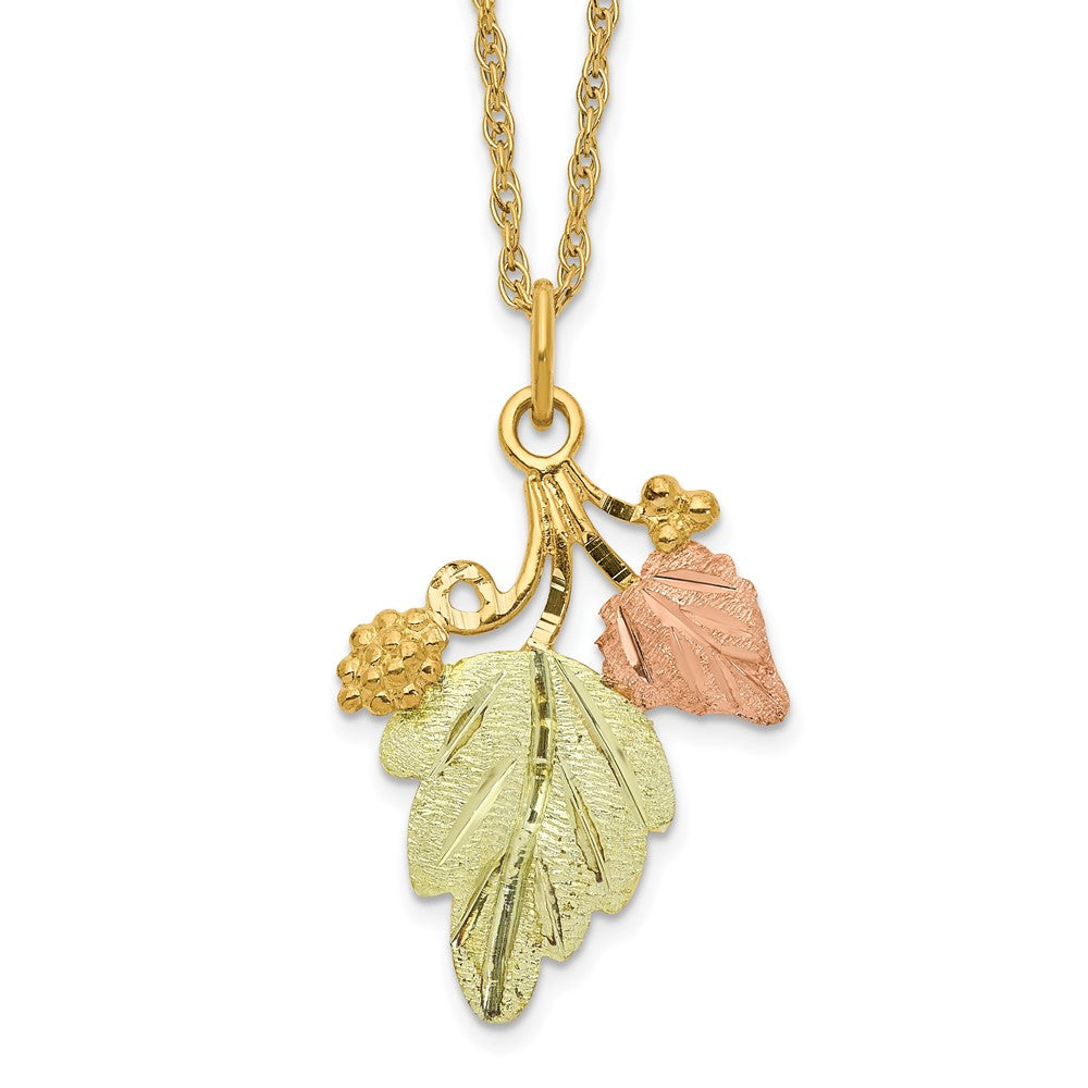 10k and 12k Tri-color Black Hills Gold Grapes and Leaves 14k Gold-filled Chain Necklace