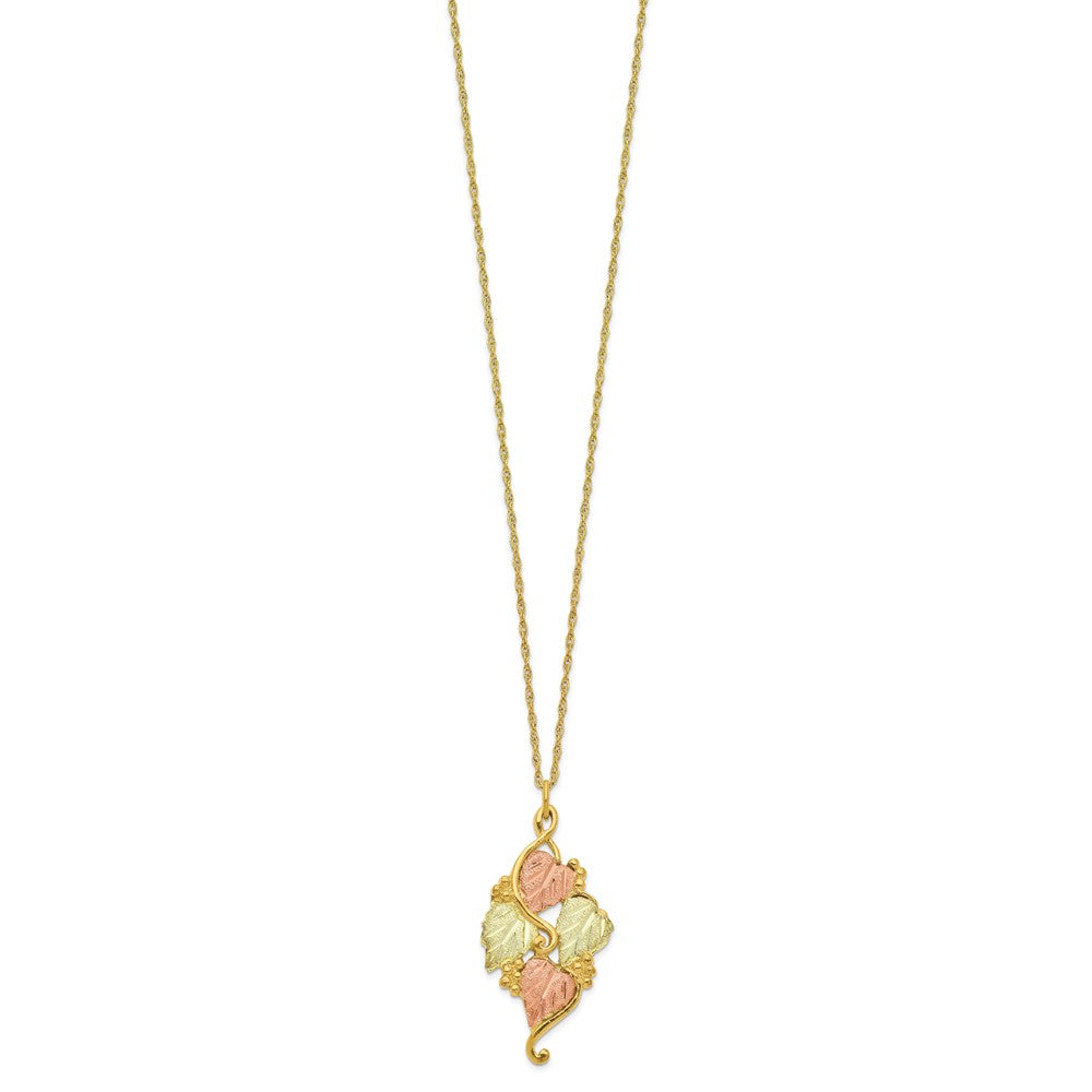10k and 12k Tri-color Black Hills Gold Grapes and Leaves 14k Gold-filled Chain Necklace