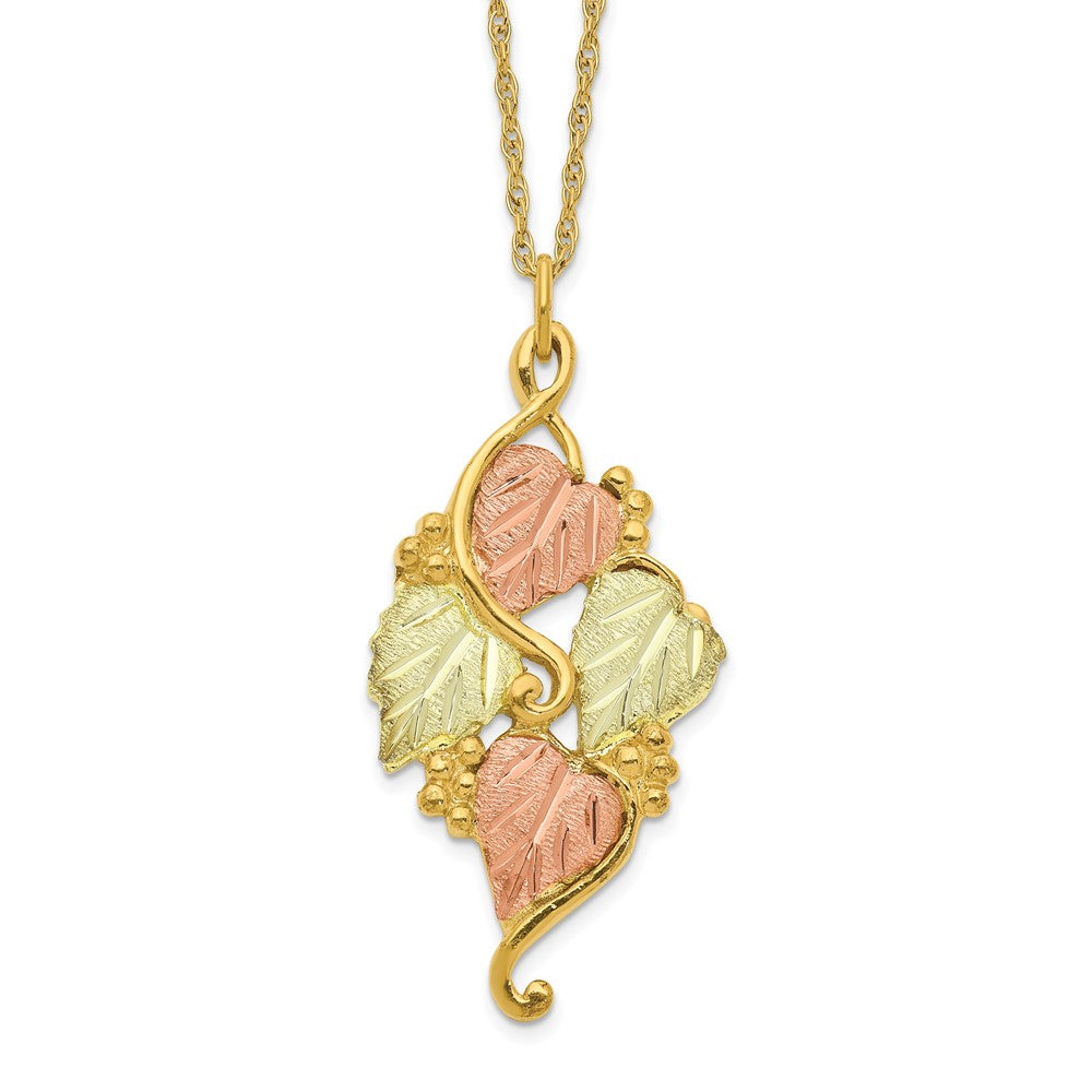 10k and 12k Tri-color Black Hills Gold Grapes and Leaves 14k Gold-filled Chain Necklace