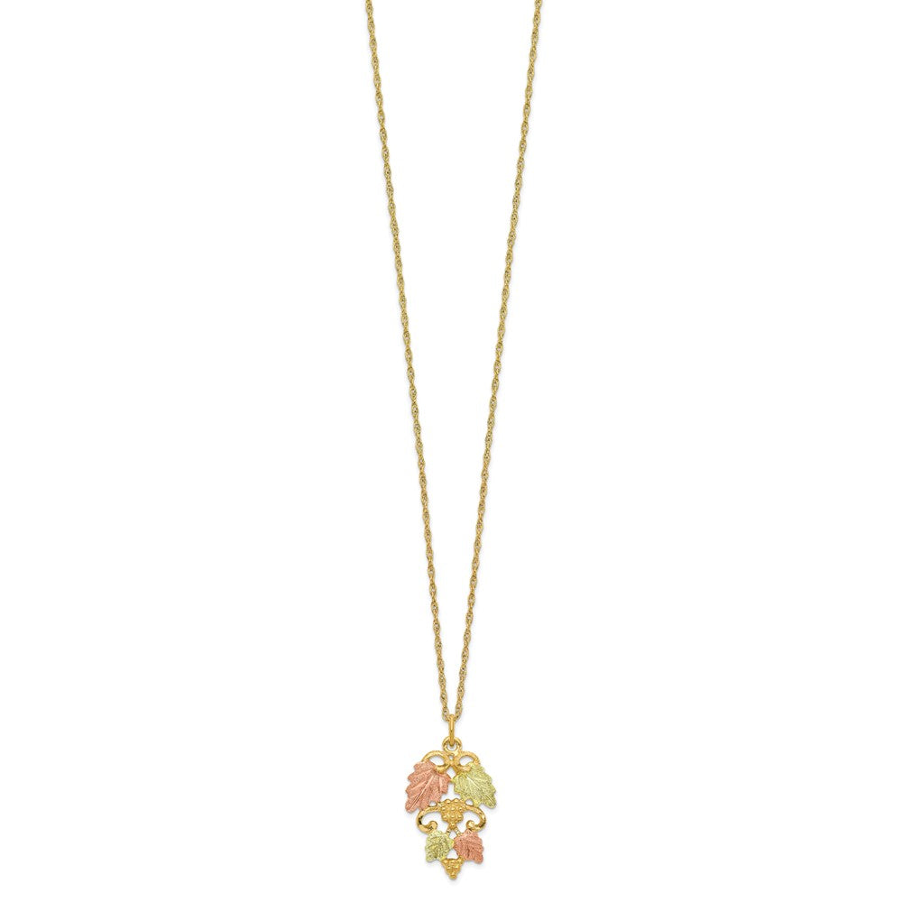 10k and 12k Tri-color Black Hills Gold Grapes and Leaves 14k Gold-filled Chain Necklace