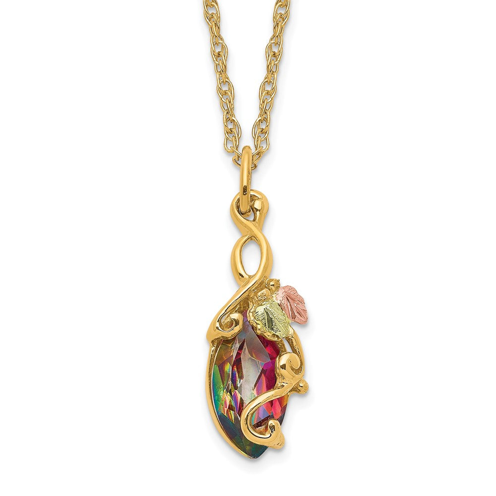 10k Tri-color Black Hills Gold Mystic Topaz Necklace