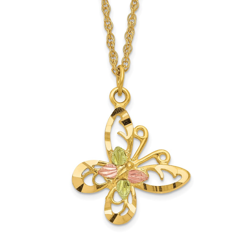 10k and 12k Tri-color Black Hills Gold Butterfly 14k Gold-filled Chain Necklace