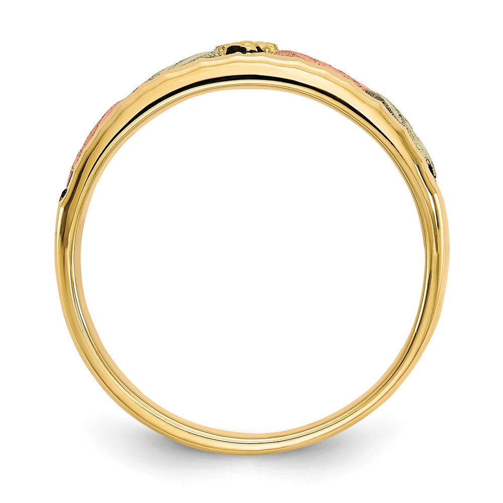 10k and 12k Tri-color Black Hills Gold Antiqued Leaves Mens Band