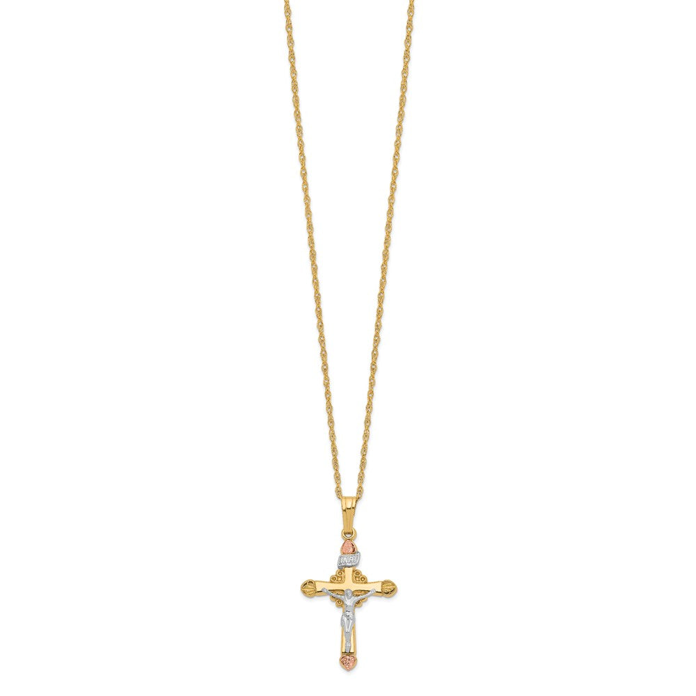 10k & 14k Gold Filled w/ 12k Accents Cross Necklace