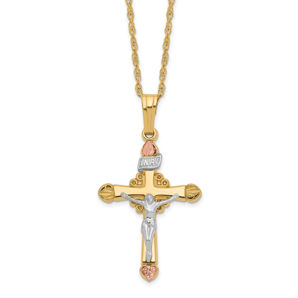 10k and 12k Black Hills Gold Crucifix 14k Gold-filled Chain Necklace