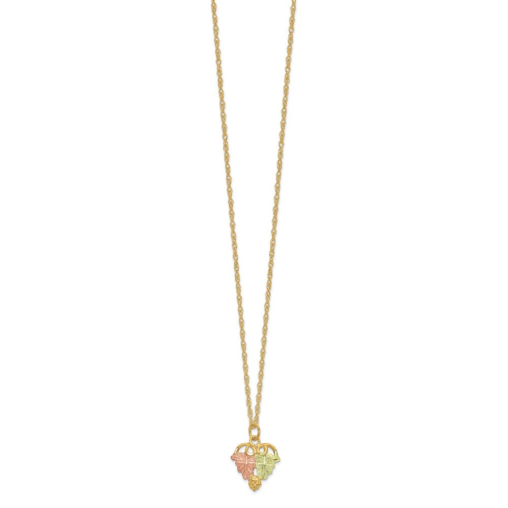 10k and 12k Tri-color Black Hills Gold Grapes and Leaves 14k Gold-filled Chain Necklace