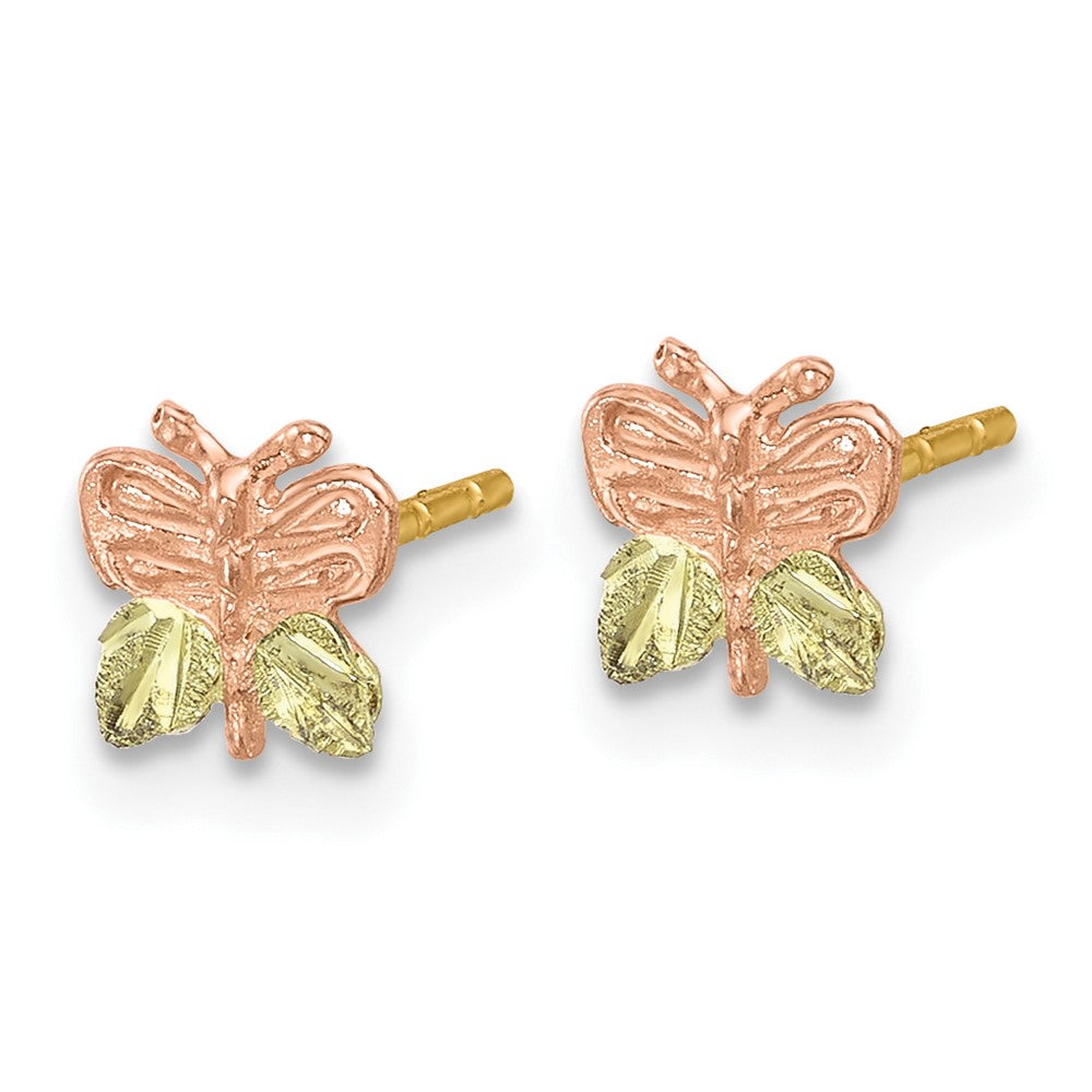 10k Tri-Color Black Hills Gold Butterfly Earrings