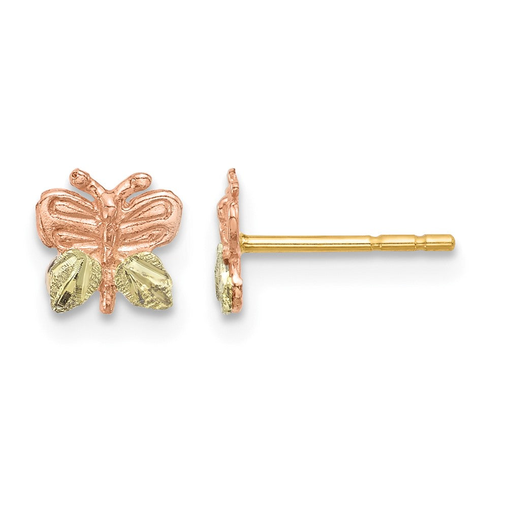 10k and 12k Tri-color Black Hills Gold Butterfly Post Earrings