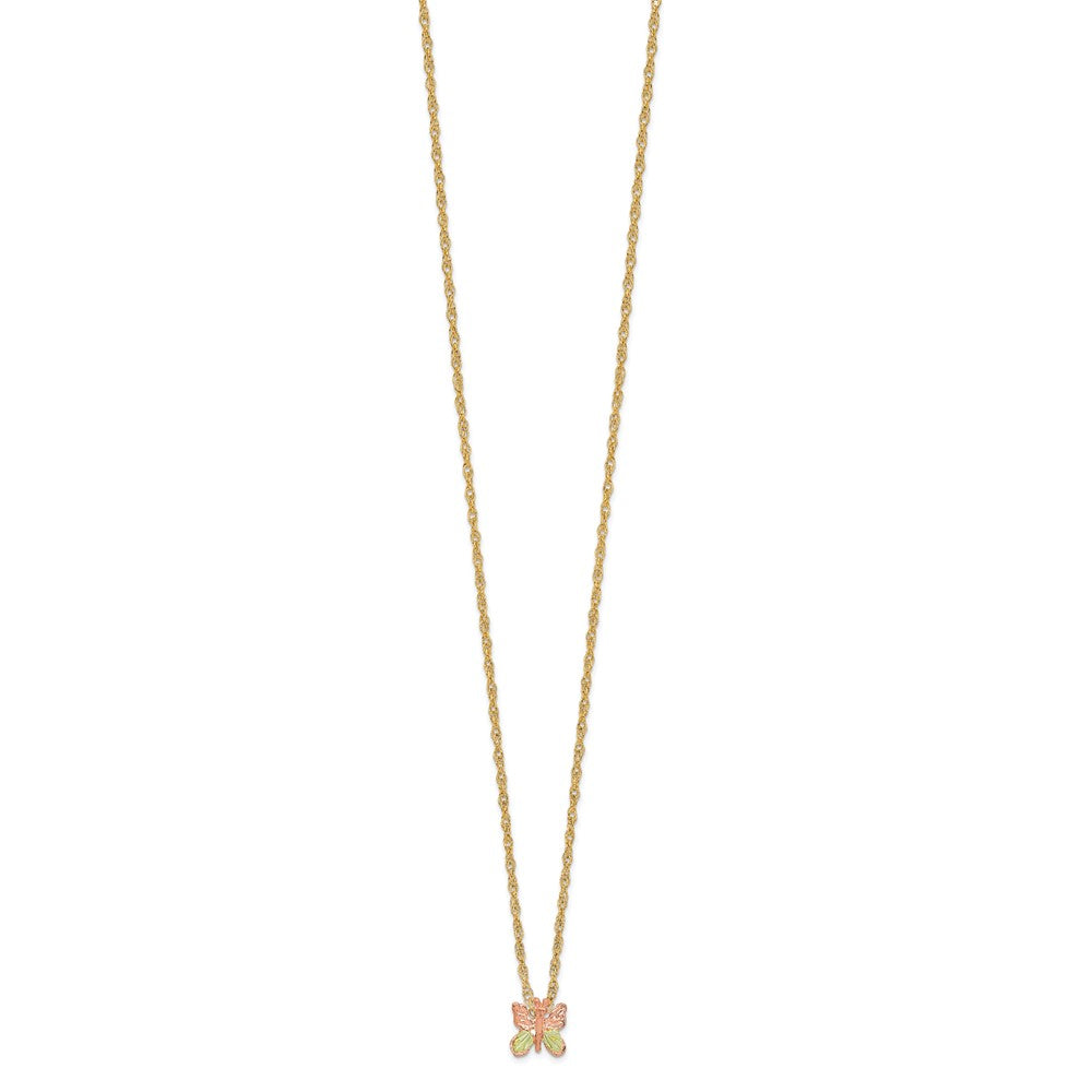 10k and 12k Tri-color Black Hills Gold Butterfly 14k Gold-filled Chain Necklace