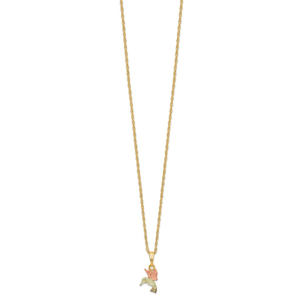 10k and 12k Tri-color Black Hills Gold Hummingbird 14k Gold-filled Chain Necklace