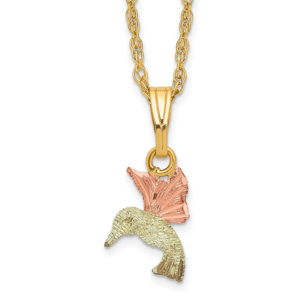 10k and 12k Tri-color Black Hills Gold Hummingbird 14k Gold-filled Chain Necklace
