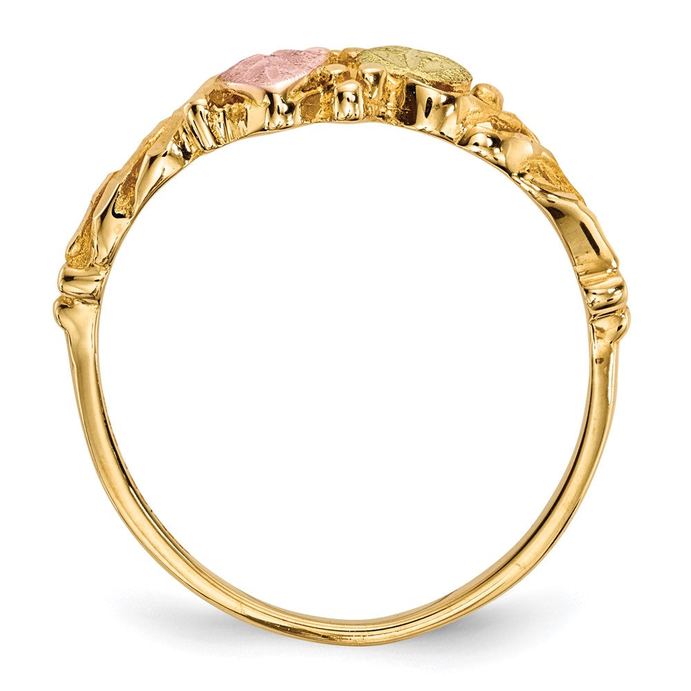 10k and 12k Tri-color Black Hills Gold Leaves Twist Ring