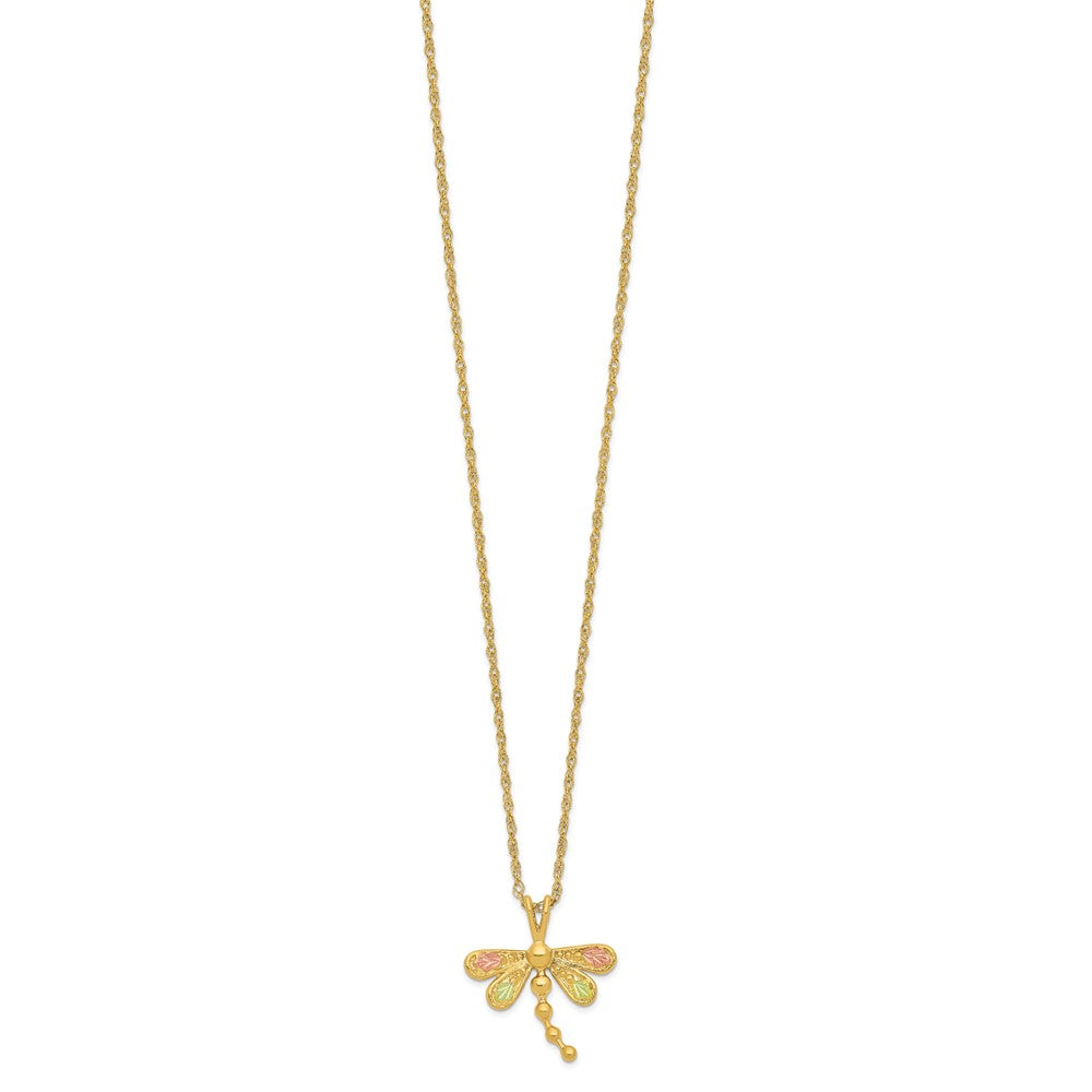 10k and 12k Tri-color Black Hills Gold Dragonfly 14k Gold-filled Chain Necklace