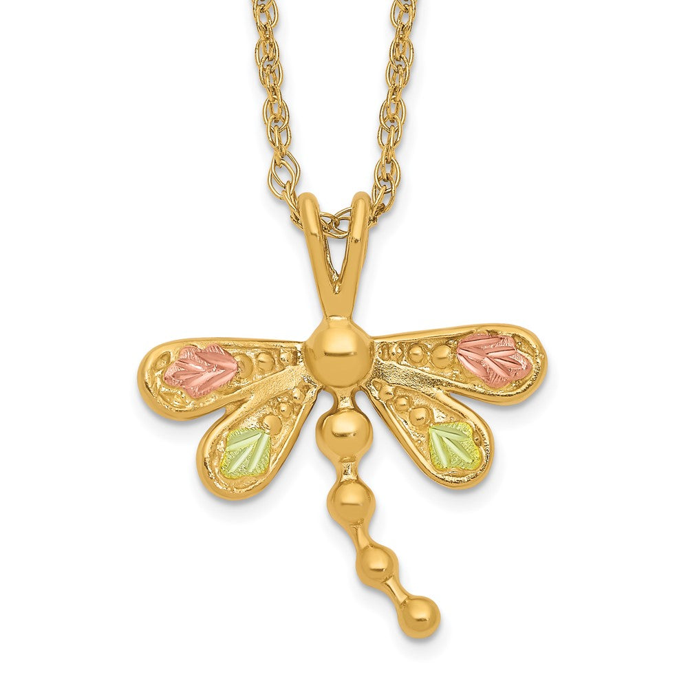 10k and 12k Tri-color Black Hills Gold Dragonfly 14k Gold-filled Chain Necklace