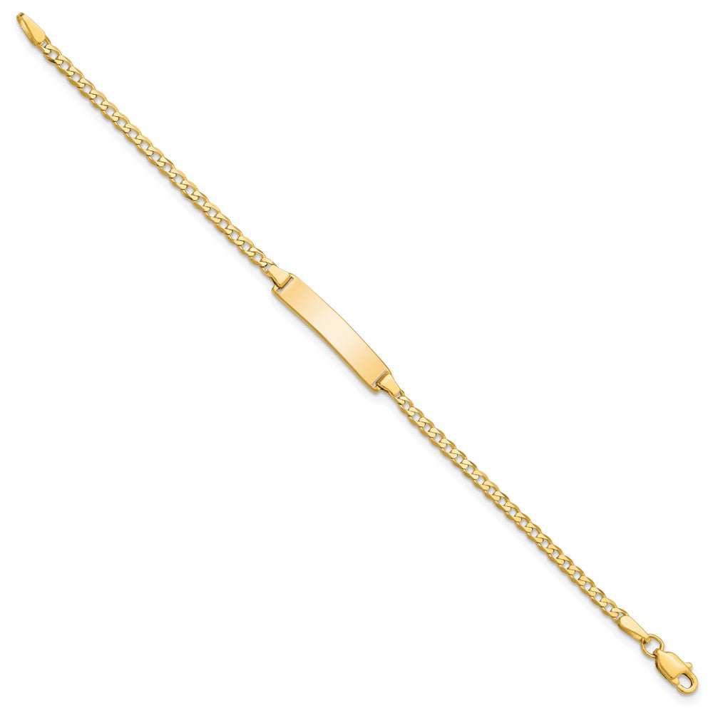 10k Solid Chain/Solid Plate Flat Curb Link 22.5x Plate ID Bracelet