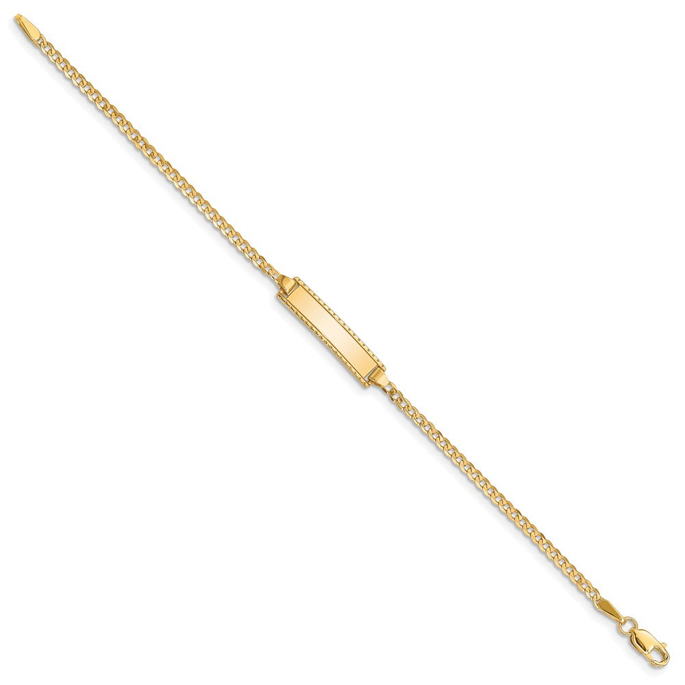 10k Polished Solid Chain/Solid Plate Curb Link 18.5x Plate ID Bracelet