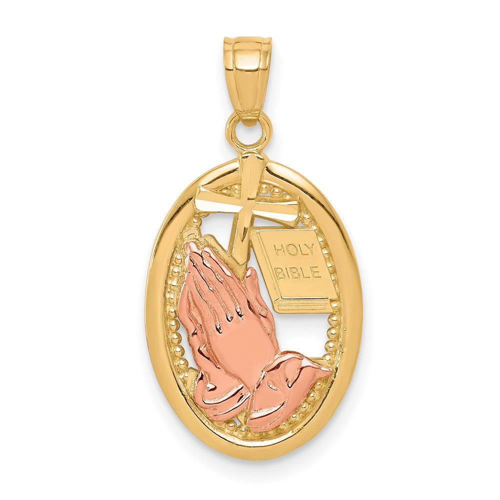 10k Two-tone Praying Hands Pendant