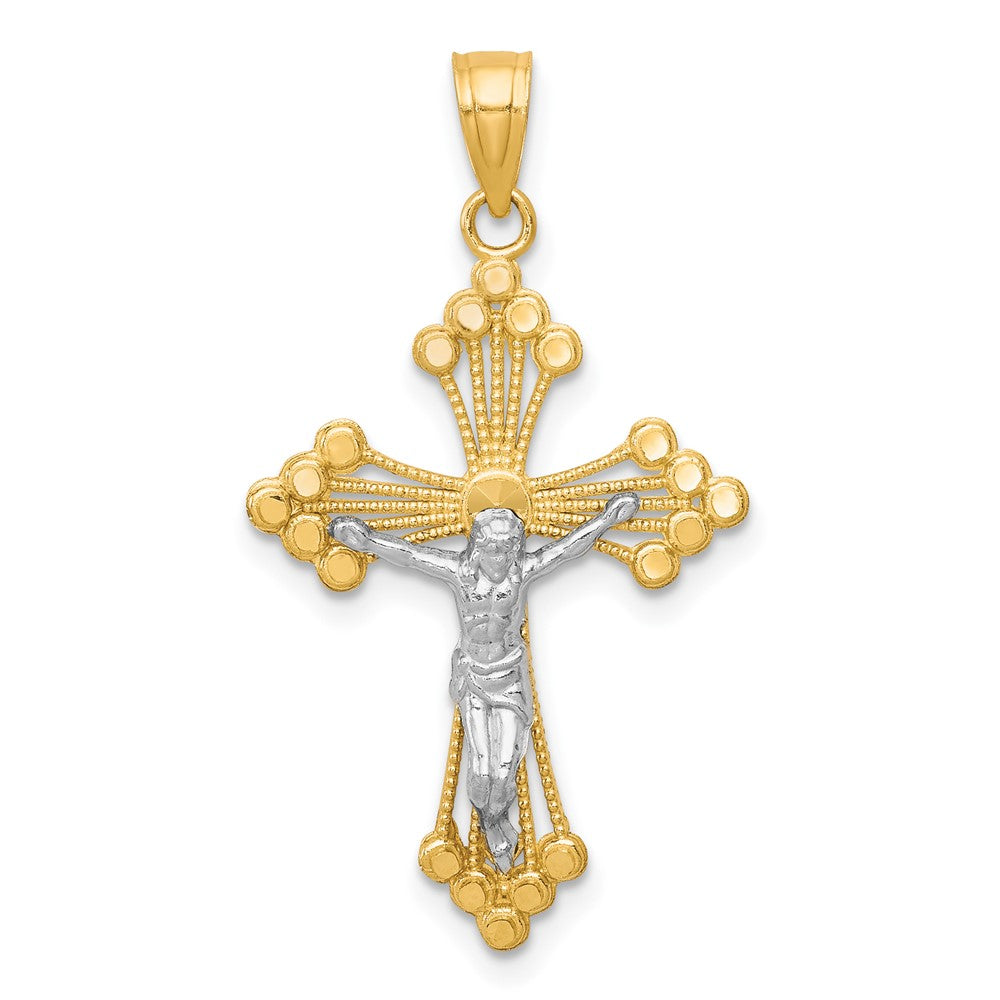 10k & Rhodium Crucifix Pendant