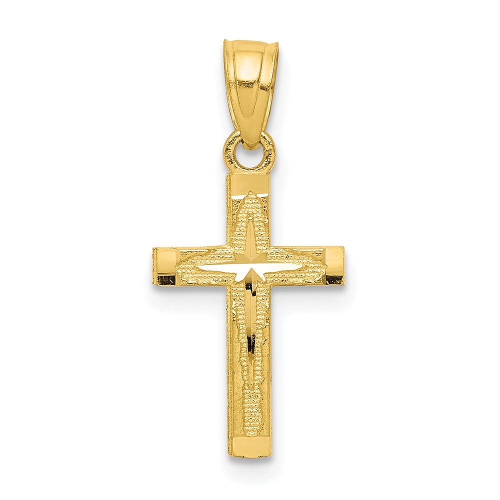 10k Diamond-cut Cross Pendant