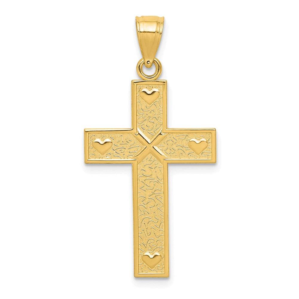 10K Cross W/GOD LOVES ME On Reverse Pendant