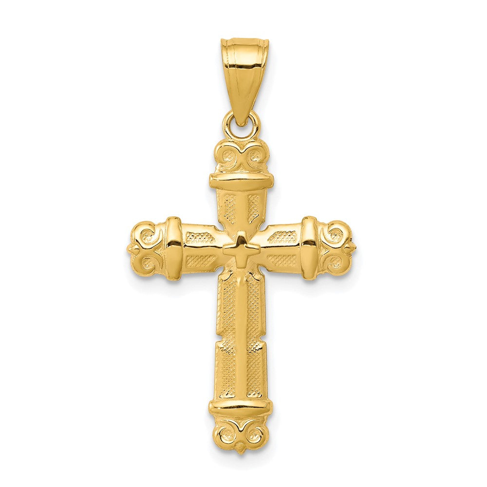 10k Fleur de Lis Cross Pendant