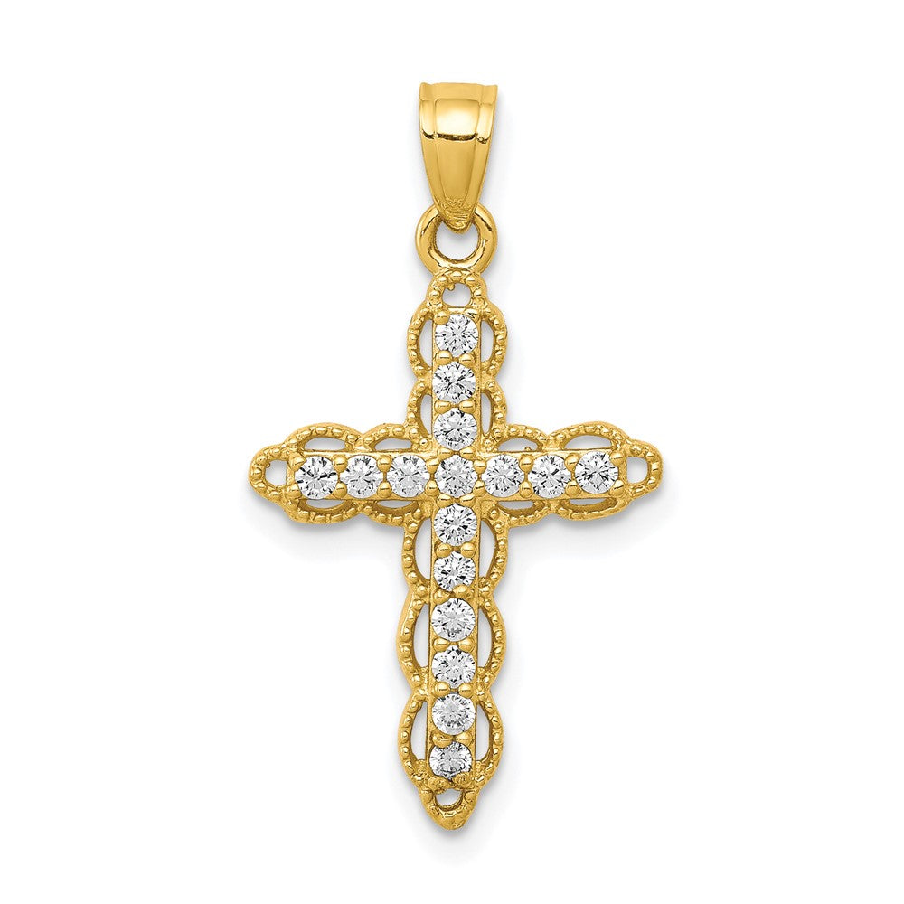 10k CZ Filigree Cross Pendant