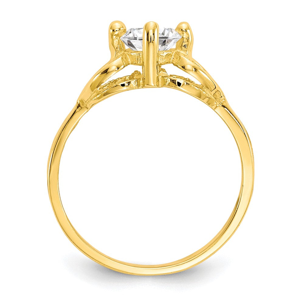 10k Polished CZ Hearts Size 1 Ring